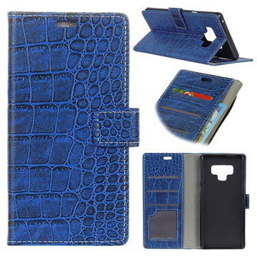 Krokodil Series Samsung Galaxy Note9 Wallet Case Blauw huismerk kopen in de aanbieding Krokodil Series Samsung Galaxy Note9 Wallet Case Blauw huismerk kopen in de aanbieding