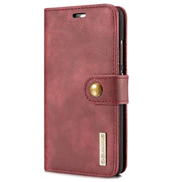 Huawei P10 Plus Dgming 2 In 1 Wallet Leren Hoesje Rood huismerk kopen in de aanbieding