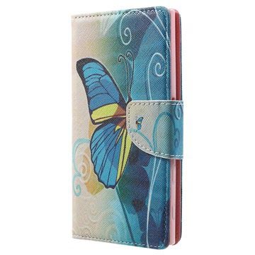 Sony Xperia Xz Xzs Wallet Case Blauw Vlinder huismerk kopen in de aanbieding