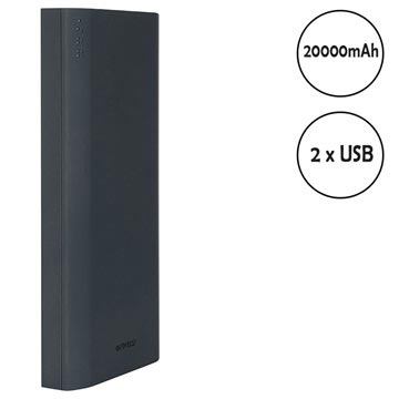 Essentials Rubberized Dubbele Usb Powerbank 20000Mah Donkergrijs huismerk kopen in de aanbieding