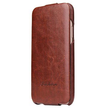 Iphone X Fashion Slim Verticale Flip Case Bruin huismerk kopen in de aanbieding