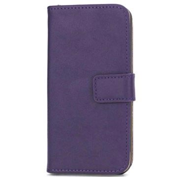 Iphone 5 5S Se Wallet Leren Hoesje Paars huismerk kopen in de aanbieding