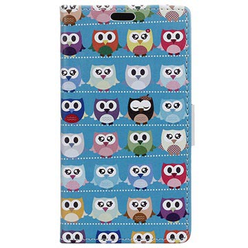 Huawei Honor 9 Glam Wallet Case Kleine Uilen Blauw huismerk kopen in de aanbieding