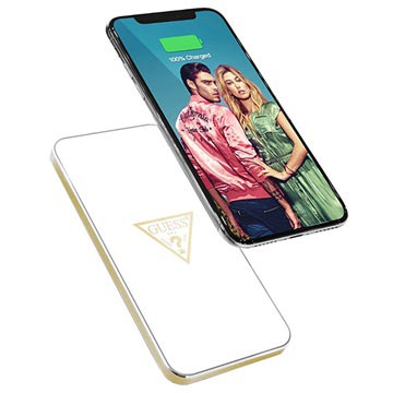 Guess Qi Draadloos Oplaadstation 5W Wit Goud huismerk kopen in de aanbieding