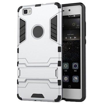 Huawei P8 Lite 2015 Hybrid Onzichtbare Staander Cover Zilver huismerk kopen in de aanbieding