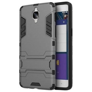 Oneplus 33T Onzichtbare Staander Hybrid Case Grijs huismerk kopen in de aanbieding