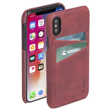 Krusell Sunne 2 Card Iphone Xs Max Leder Cover Rood huismerk kopen in de aanbieding