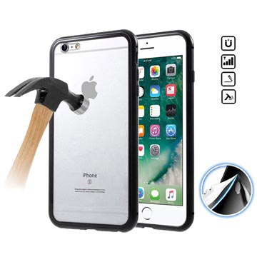 Iphone 6 Plus6S Plus Magnetisch Cover Met Gehard Glas Achterkant Zwart huismerk kopen in de aanbieding