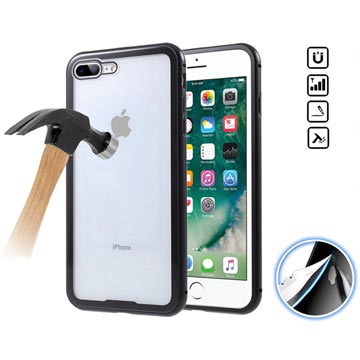 Iphone 7 Plus 8 Magnetische Cover Met Gehard Glas Achterkant Zwart huismerk kopen in de aanbieding