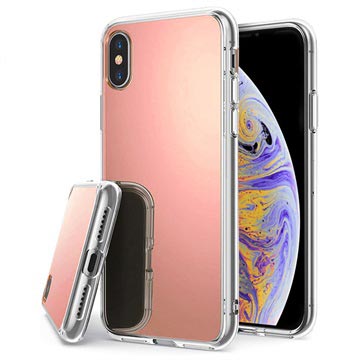 Iphone X Xs Mirror Cover Rose Gold huismerk kopen in de aanbieding