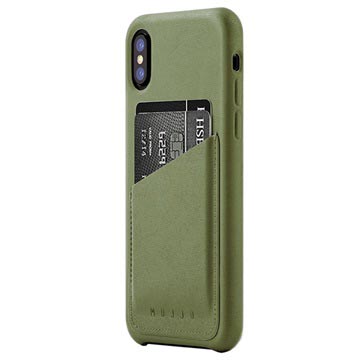 Iphone X Xs Mujjo Wallet Leder Cover Olijf huismerk kopen in de aanbieding
