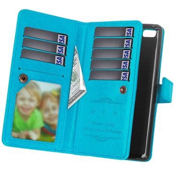 Huawei P9 Lite Multifunctionele Wallet Case Blauw huismerk kopen in de aanbieding Huawei P9 Lite Multifunctionele Wallet Case Blauw huismerk kopen in de aanbieding