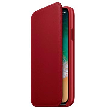 Iphone X Apple Leder Folio Case Mrqd2Zma Rood huismerk kopen in de aanbieding