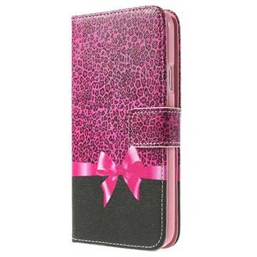 Samsung Galaxy S5 Wallet Leren Hoesje Roze Leopard huismerk kopen in de aanbieding