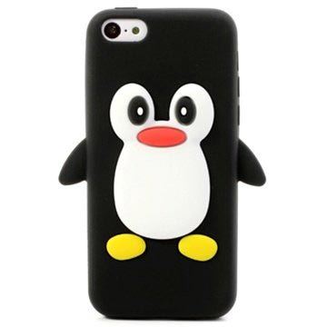Iphone 5C 3D Penguin Siliconen Hoesje Zwart huismerk kopen in de aanbieding Iphone 5C 3D Penguin Siliconen Hoesje Zwart huismerk kopen in de aanbieding