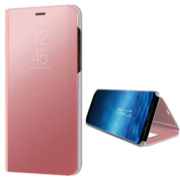 Samsung Galaxy A8 2018 Luxury Mirror View Flip Cover Rose Gold huismerk kopen in de aanbieding Samsung Galaxy A8 2018 Luxury Mirror View Flip Cover Rose Gold huismerk kopen in de aanbieding