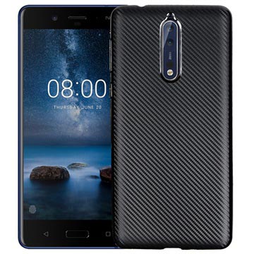 Nokia 8 Premium Carbon Fiber Tpu Case Zwart huismerk kopen in de aanbieding