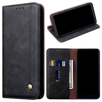 Retro Series Oneplus 6T Portemonnee Hoesje Zwart huismerk kopen in de aanbieding