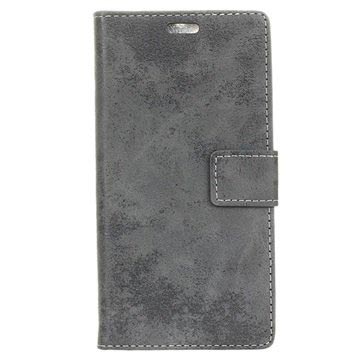 Lg K8 2017 Retro Wallet Case Grijs huismerk kopen in de aanbieding