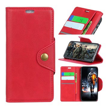 Retro Lg G7 Thinq Wallet Case Met Standaardfunctie Rood huismerk kopen in de aanbieding