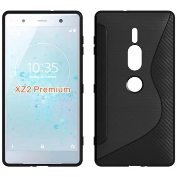 S Line Sony Xperia Xz2 Premium Tpu Case Carbon Fiber Zwart huismerk kopen in de aanbieding
