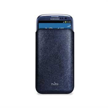 Samsung Galaxy S3 I9300 Puro Slim Essential Leren Case Blauw huismerk kopen in de aanbieding