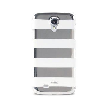 Samsung Galaxy S4 I9500 I9505 Puro Stripe Cover Wit Zilver huismerk kopen in de aanbieding