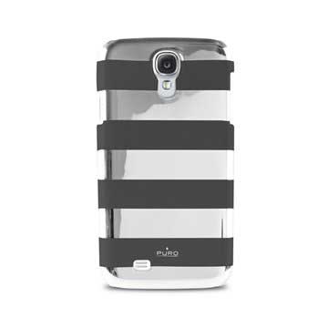 Samsung Galaxy S4 I9500 I9505 Puro Stripe Cover Grijs Zwart huismerk kopen in de aanbieding
