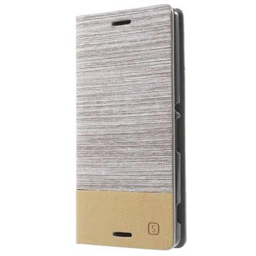 Sony Xperia M4 Aqua M4 Dual Slim Wallet Hoesje Lichtgrijs huismerk kopen in de aanbieding