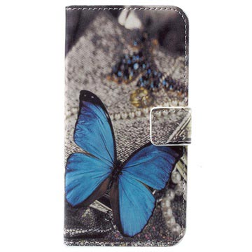 Huawei Honor 6A Style Series Wallet Case Blauw Vlinder huismerk kopen in de aanbieding