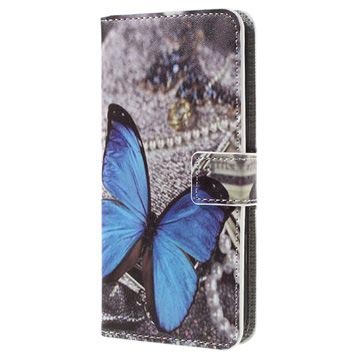 Samsung Galaxy S7 Edge Stijlvolle Portemonnee Hoesje Blauw Vlinder huismerk kopen in de aanbieding