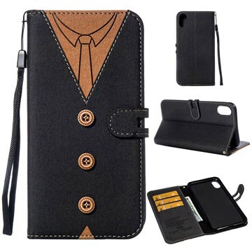 Suit Up Iphone Xs Max Wallet Case Man Tie Zwart huismerk kopen in de aanbieding