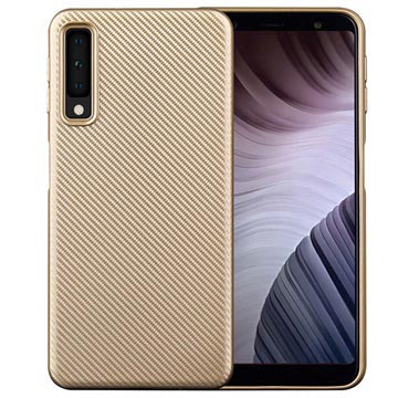 Samsung Galaxy A7 2018 Tpu Case Carbon Fiber Goud huismerk kopen in de aanbieding