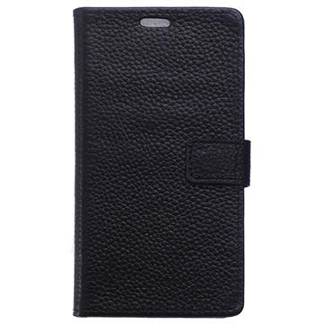 Sony Xperia Z4V Textured Wallet Leren Hoesje Zwart huismerk kopen in de aanbieding