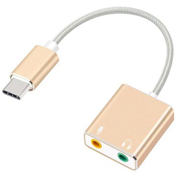 Usb C Aux Koptelefoon Microfoon Audio Adapter Goud huismerk kopen in de aanbieding