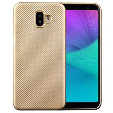 Samsung Galaxy J6 Ultra Dunne Tpu Case Carbon Fiber Goud huismerk kopen in de aanbieding