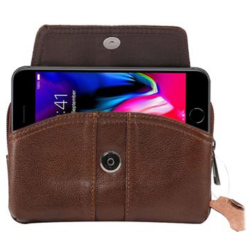 Universele Dual Pocket Riemtas Voor Smartphones Bruin huismerk kopen in de aanbieding
