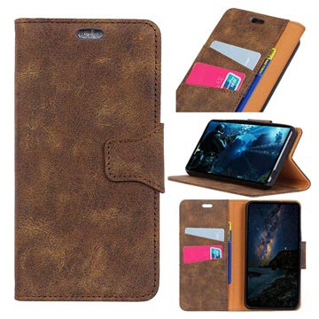Vintage Serie Huawei Y9 2019 Wallet Case Coffee huismerk kopen in de aanbieding