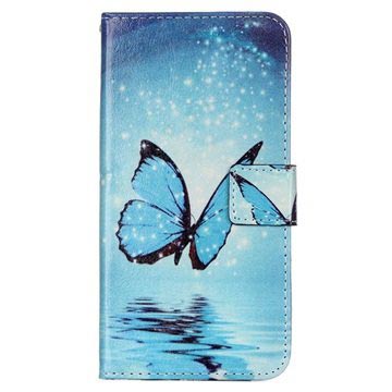 Iphone 7 Plus 8 Glam Wallet Case Blauw Vlinder huismerk kopen in de aanbieding