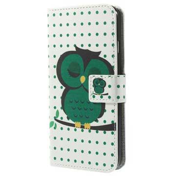 Iphone 6 6S Wallet Hoesje Groene Uil huismerk kopen in de aanbieding Iphone 6 6S Wallet Hoesje Groene Uil huismerk kopen in de aanbieding