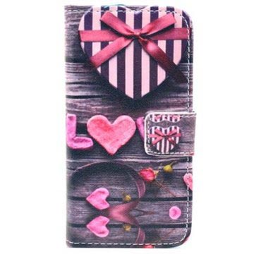 Iphone 5 5S Se Wallet Leren Hoesje Love huismerk kopen in de aanbieding
