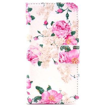 Iphone 5 5S Se Wallet Leren Hoesje Rozen huismerk kopen in de aanbieding