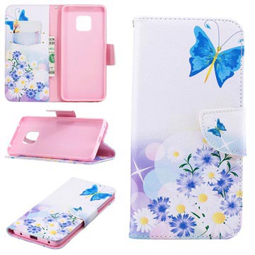Wonder Series Huawei Mate 20 Pro Wallet Case Blauw Vlinder huismerk kopen in de aanbieding