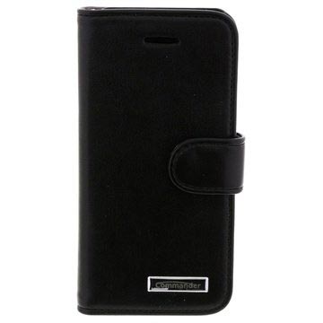 Iphone 5 5S Se Commander Book Elite Lederen Case Zwart huismerk kopen in de aanbieding