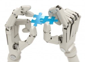 Robotische handen met puzzel