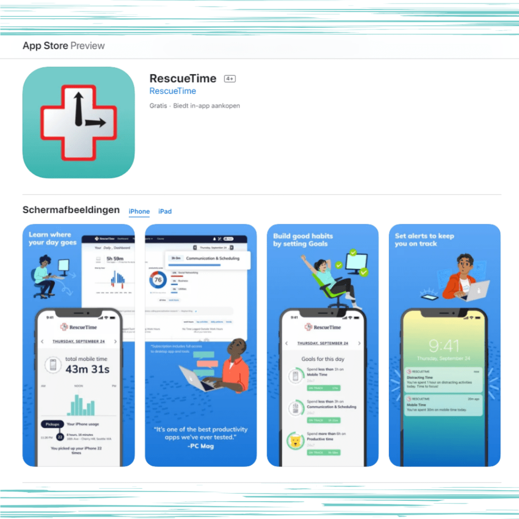 RescueTime App RescueTime voor een ideale balans tussen werk en privé