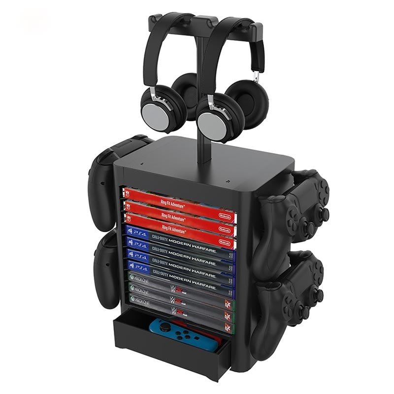 Gameaccessires organisator met koptelefoonstandaard Organizer voor gameaccessoires met hoofdtelefoonstandaard