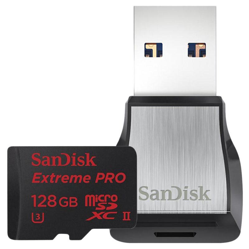 SanDisk Extreme Pro MicroSDXC geheugenkaart SanDisk Extreme Pro kaart met geheugenkaartlezer