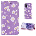 Daisy Pattern Samsung Galaxy S20 Wallet Case - Paars