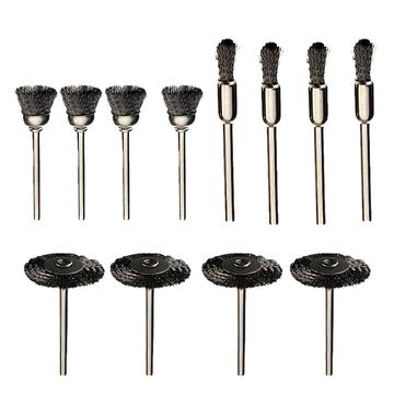 12 stuks. Set van stalen draadborstels voor roestverwijdering en polijsten - 3mm steel